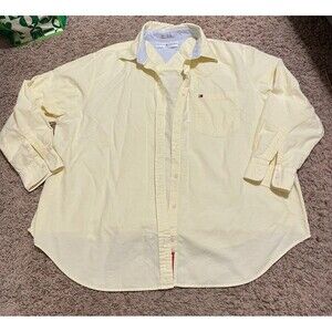 Butter Yellow Tommy Hilfiger Women's Oxford Shirt, Size L
